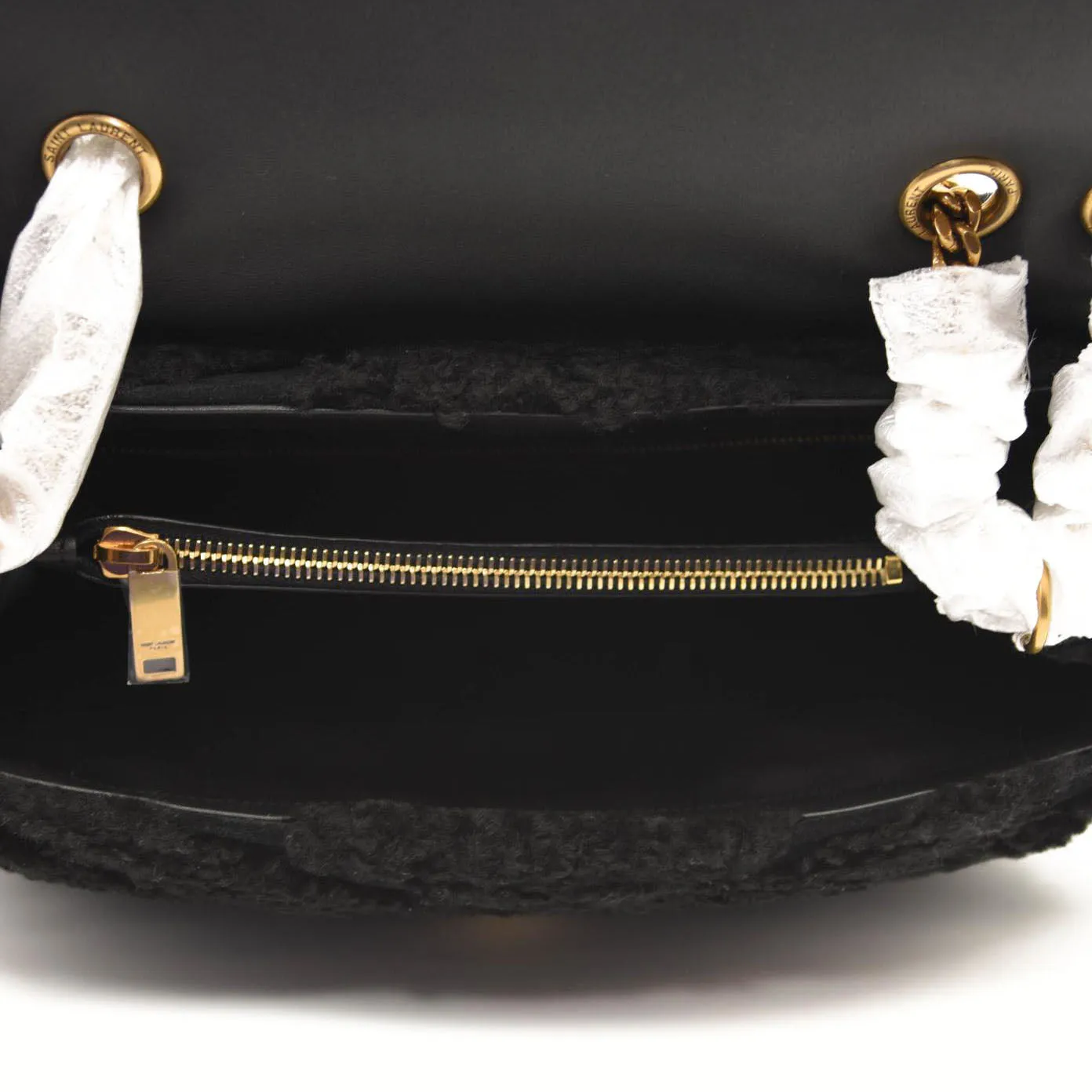 SAINT LAURENT Loulou Medium YSL Shearling Shoulder Bag