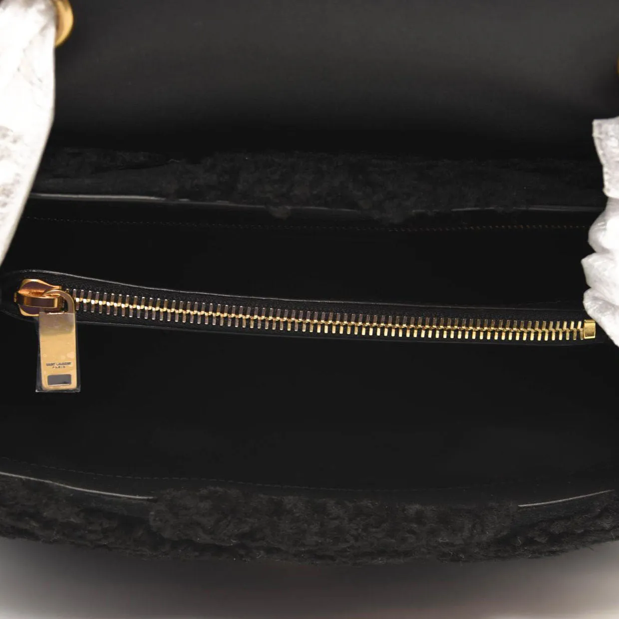 SAINT LAURENT Loulou Medium YSL Shearling Shoulder Bag