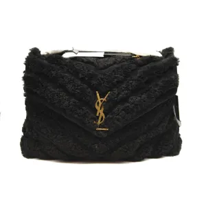 SAINT LAURENT Loulou Medium YSL Shearling Shoulder Bag