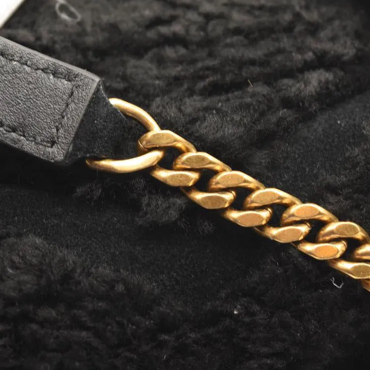 SAINT LAURENT Loulou Medium YSL Shearling Shoulder Bag