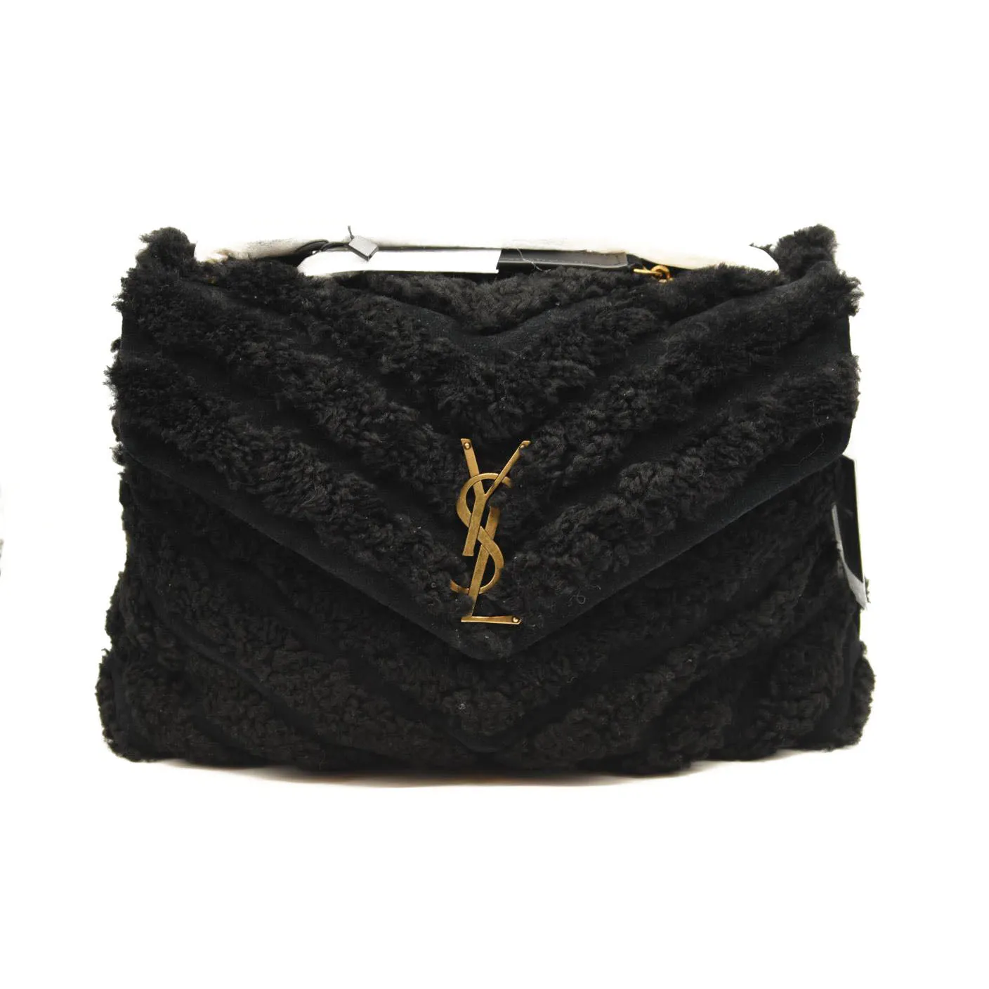 SAINT LAURENT Loulou Medium YSL Shearling Shoulder Bag