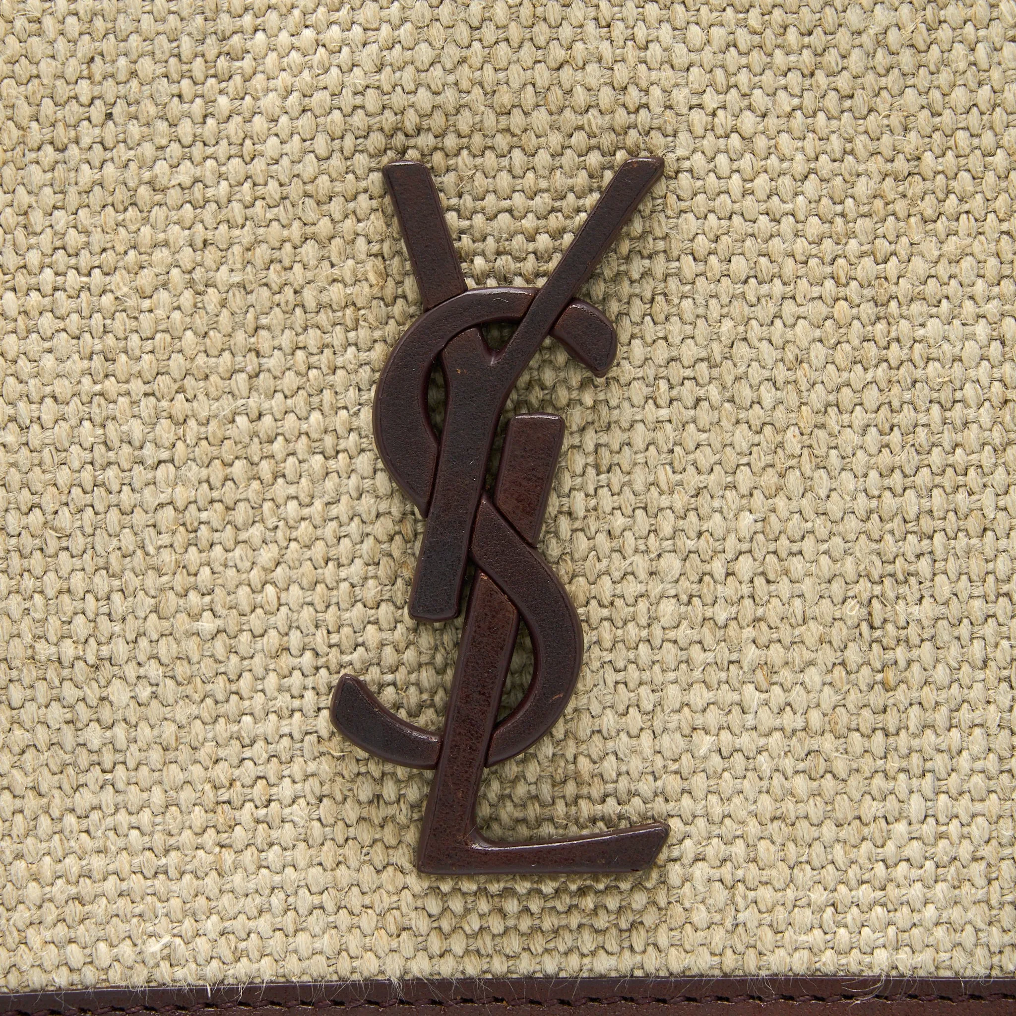 Saint Laurent Medium Niki Bag Trimmed Linen Canvas Brown