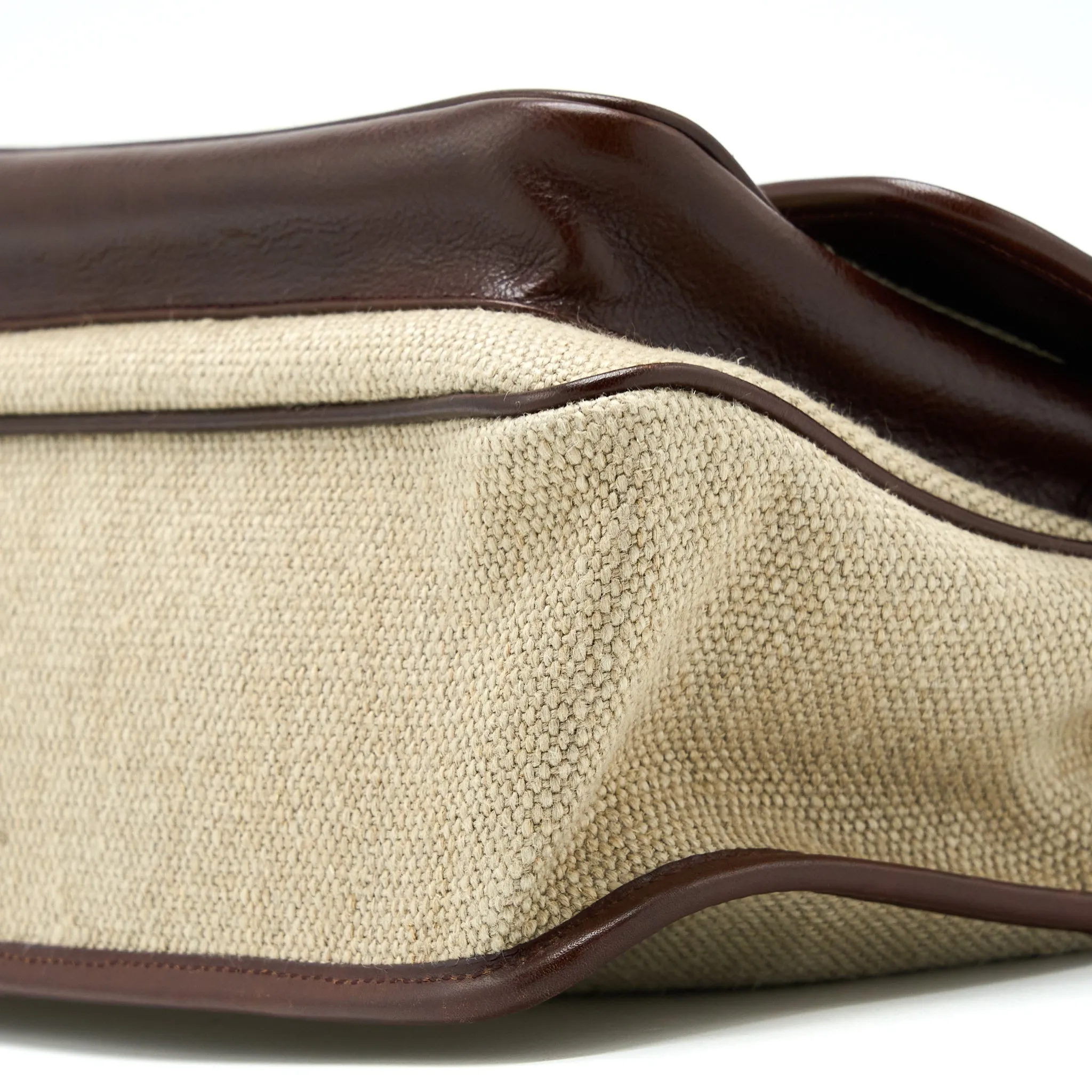 Saint Laurent Medium Niki Bag Trimmed Linen Canvas Brown