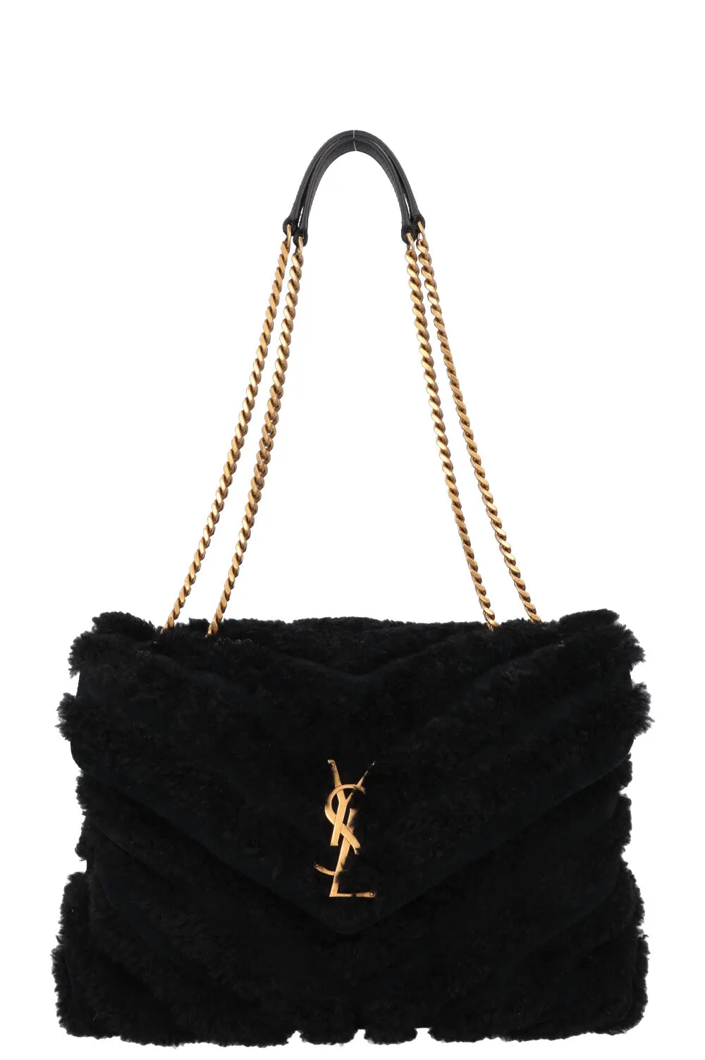 SAINT LAURENT Shearling Loulou Medium Black