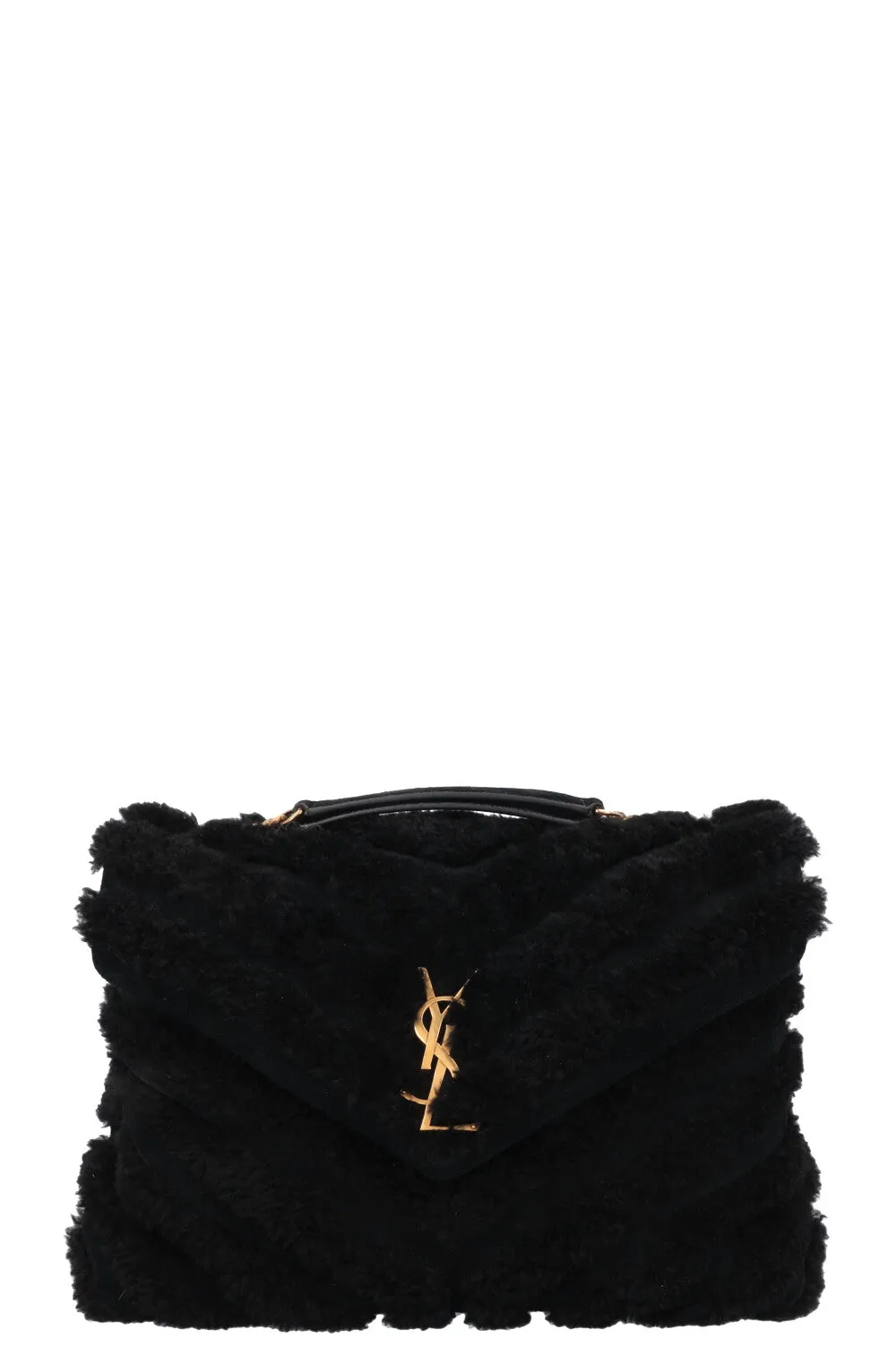SAINT LAURENT Shearling Loulou Medium Black