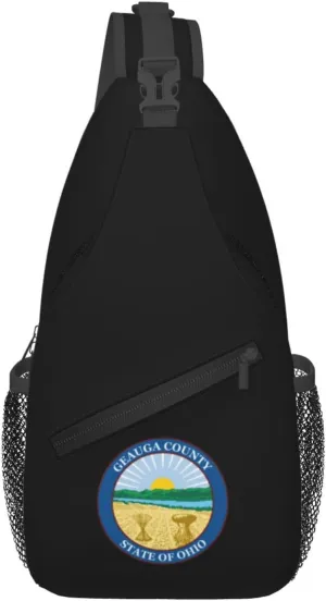 Seal Of Geauga County Ohio Crossbody Bags For Women Men Chest Backpack Gym Shoulder Bag Travel Outdoor Sports Casual Crossbody Bags
