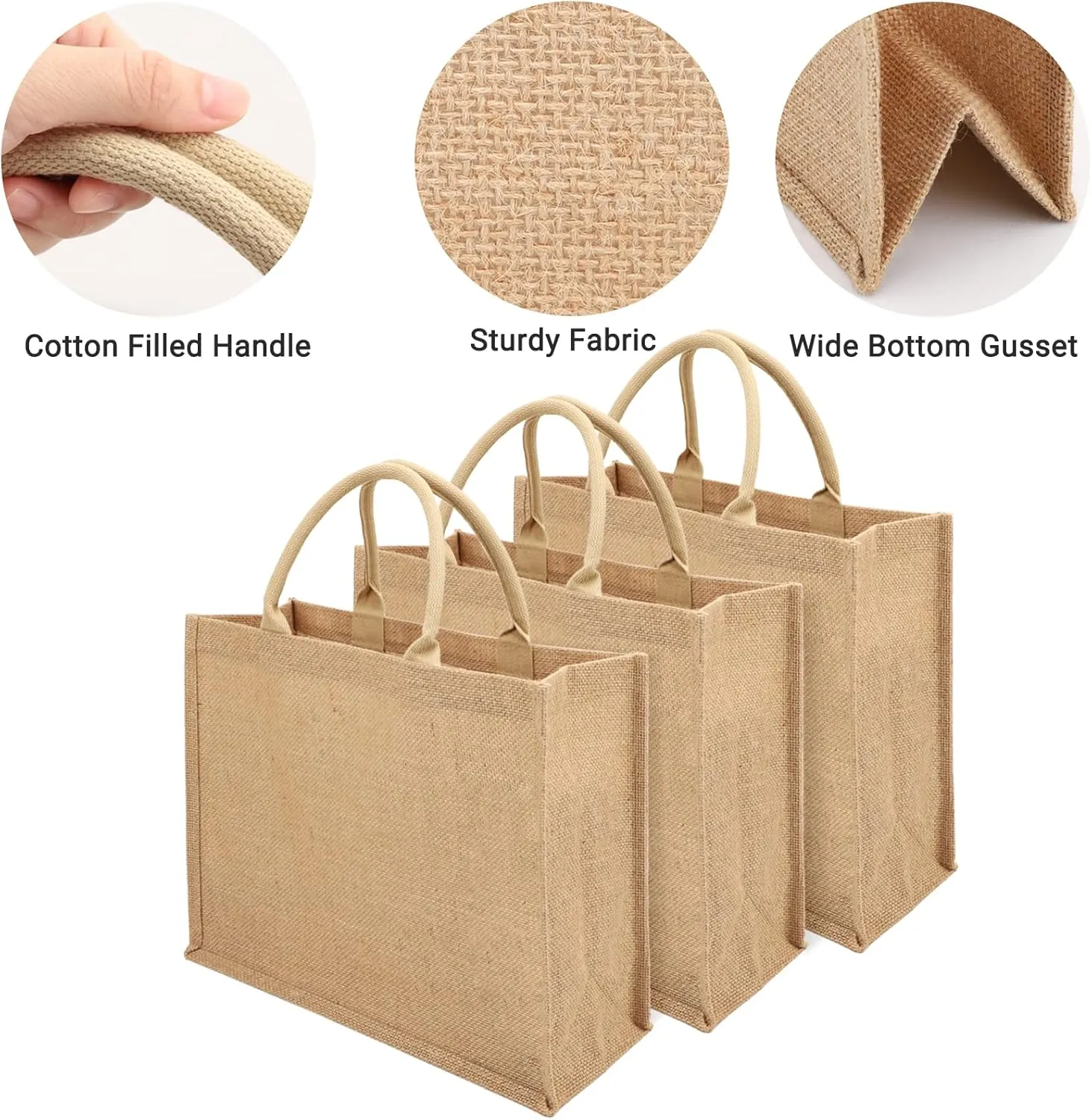 Segarty Tote Bags, 12 Pack Large Burlap Reusable Jute Canvas Gift Favors Bag with handles Blank Tote Bulk for Bridesmaid Wedding, Women Market Grocery Shopping, Bachelorette Party, Beach Trip, DIY