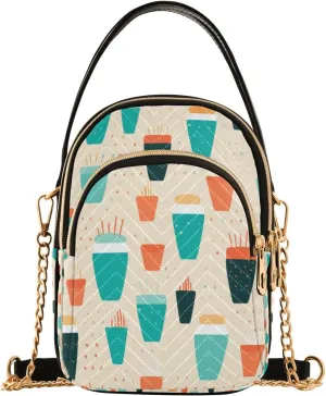 senya Milk Tea Cup Crossbody Handbags for Women Casual Leather Shoulder Phone Purse