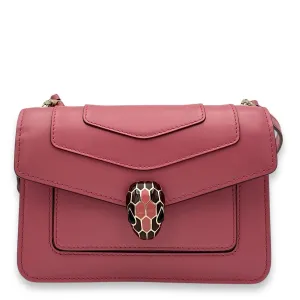 Serpenti Forever Crossbody Bag Pink in Calfskin, Gold hardware