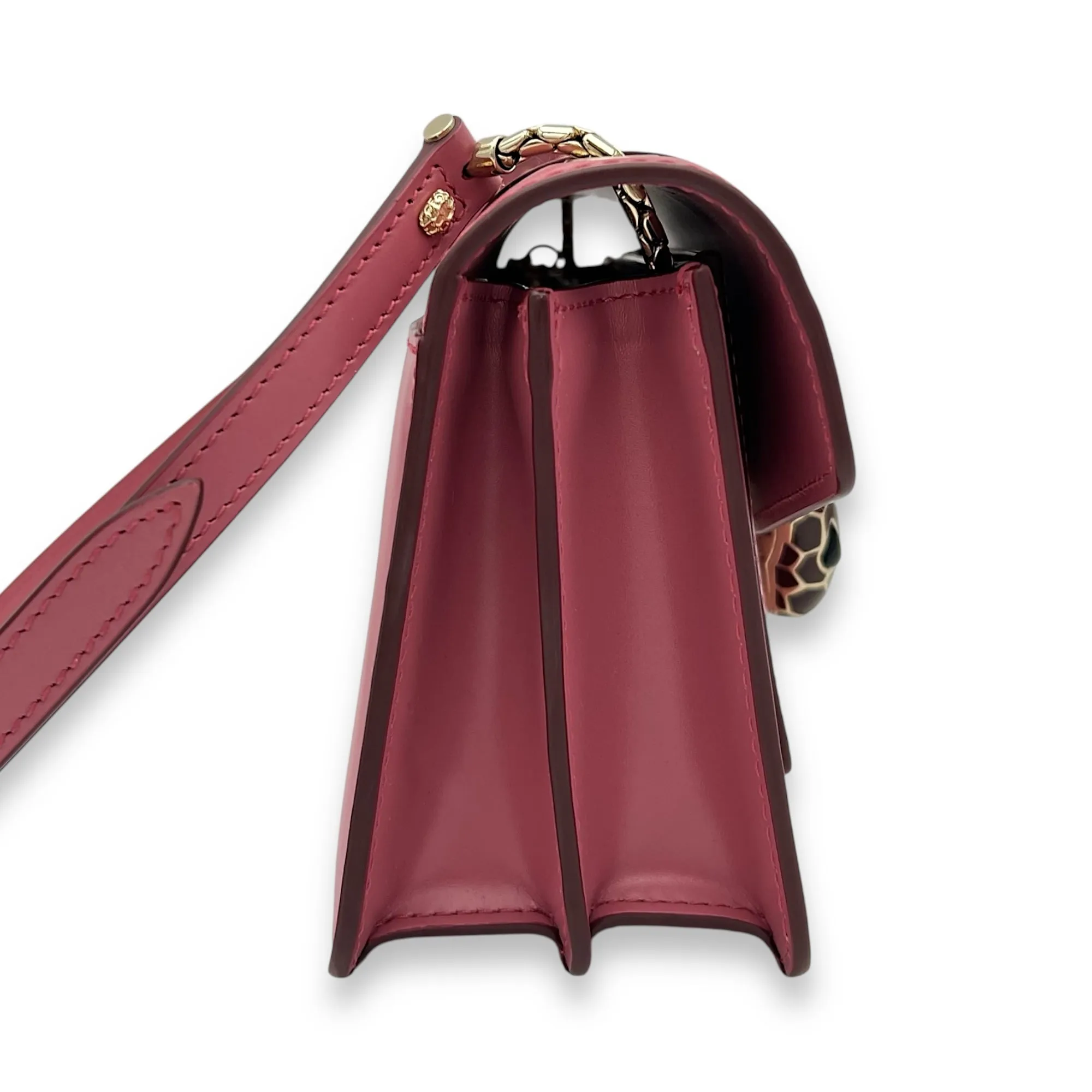 Serpenti Forever Crossbody Bag Pink in Calfskin, Gold hardware