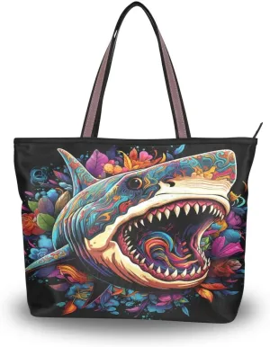 Shark Roar Shoulder Bags Large Handle Ladies Handbag