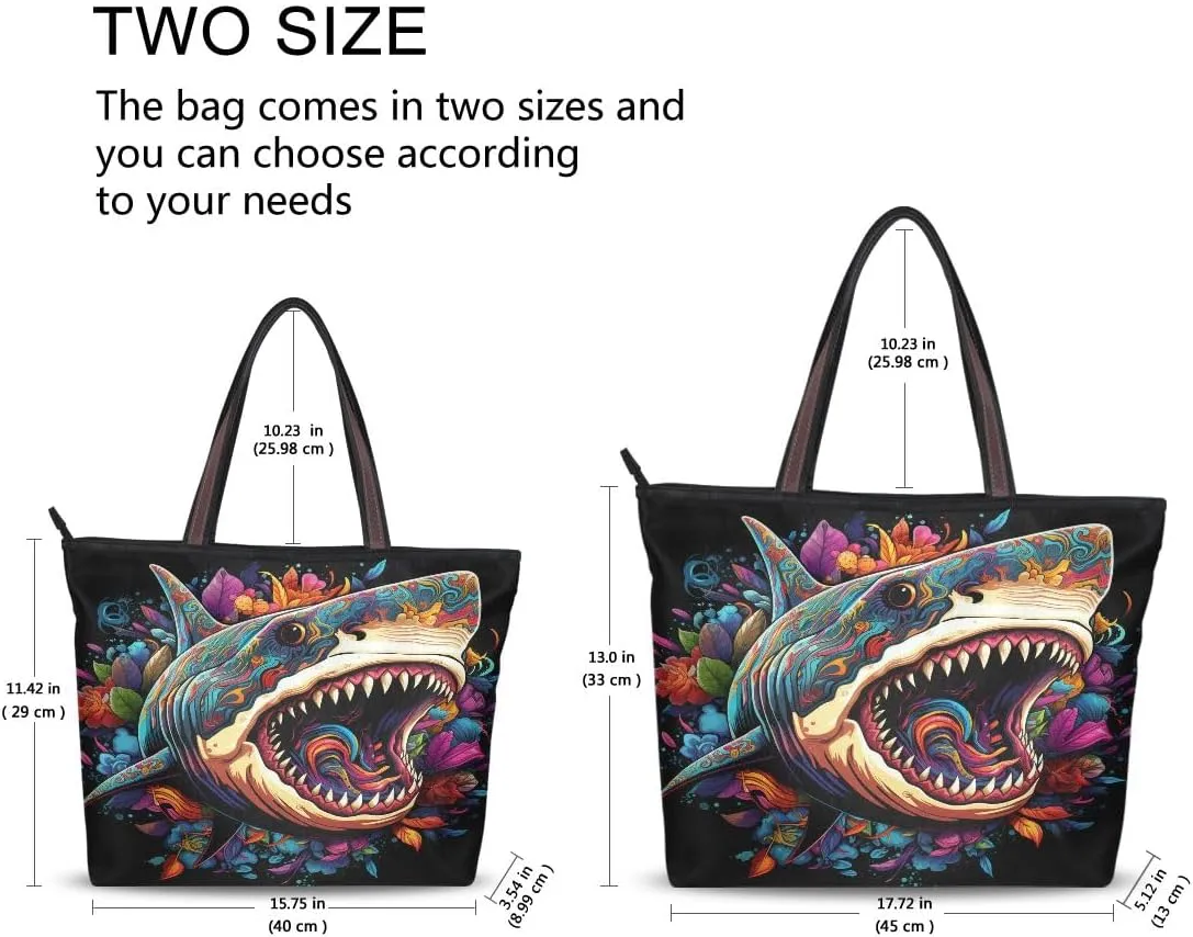 Shark Roar Shoulder Bags Large Handle Ladies Handbag