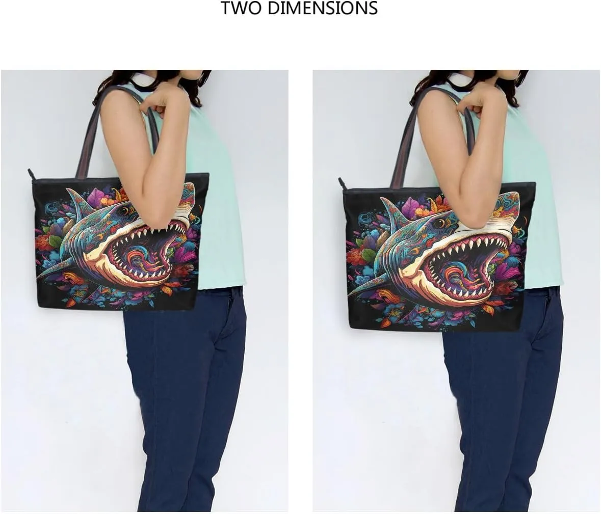 Shark Roar Shoulder Bags Large Handle Ladies Handbag