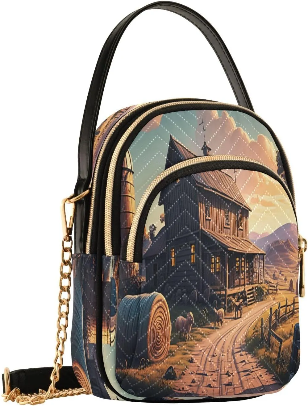Sheep Hay Bales Golden Crossbody Bags for Women Hand Bag Small Sling Shoulder Travel Bags Phone Purse with Strap