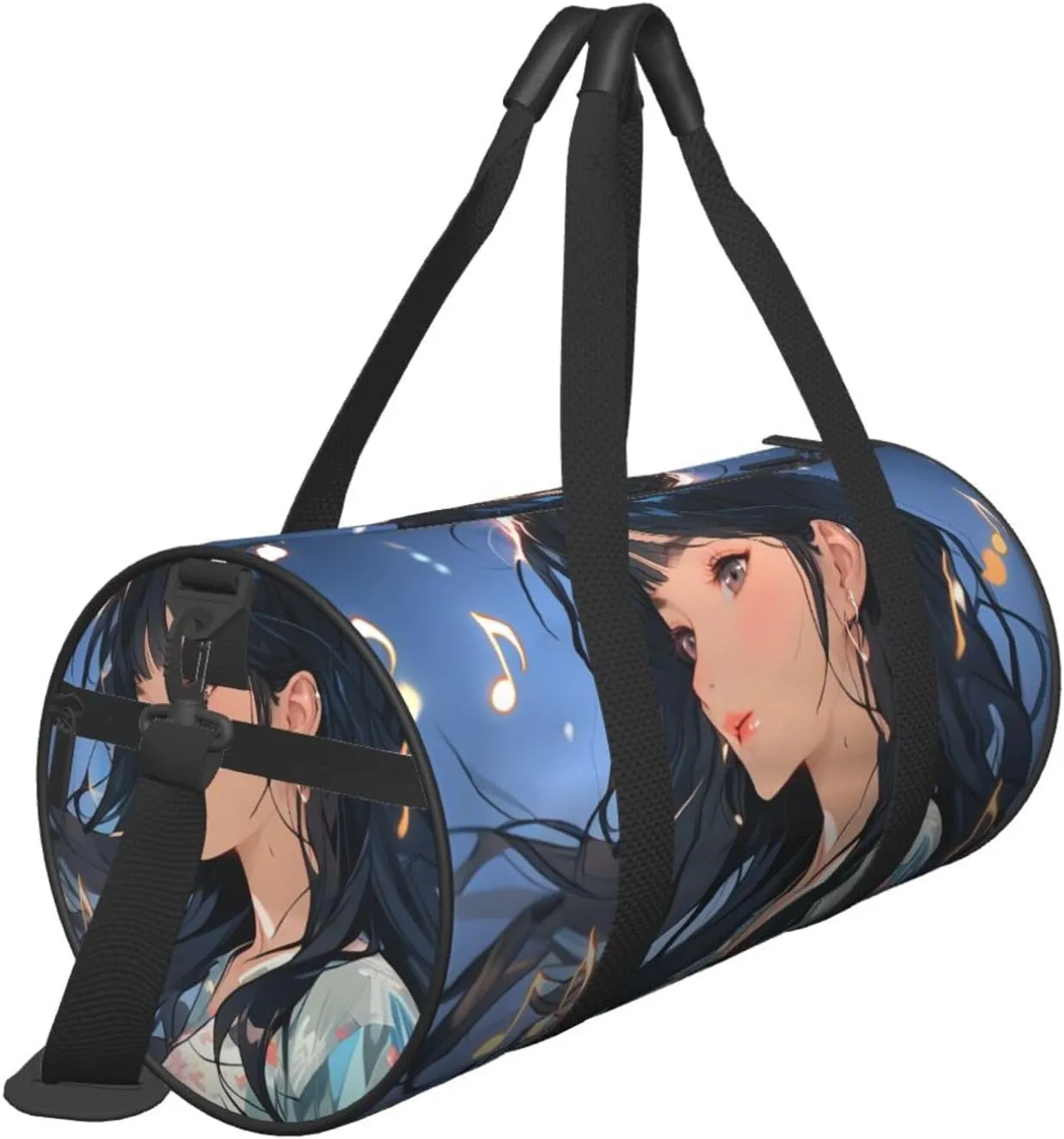 Sheet Music Printed Travel Bag,Round Personal Item Storage bag,Foldie Duffel Bag for Traveling Vacation,Fitness,Sports