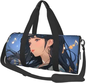 Sheet Music Printed Travel Bag,Round Personal Item Storage bag,Foldie Duffel Bag for Traveling Vacation,Fitness,Sports