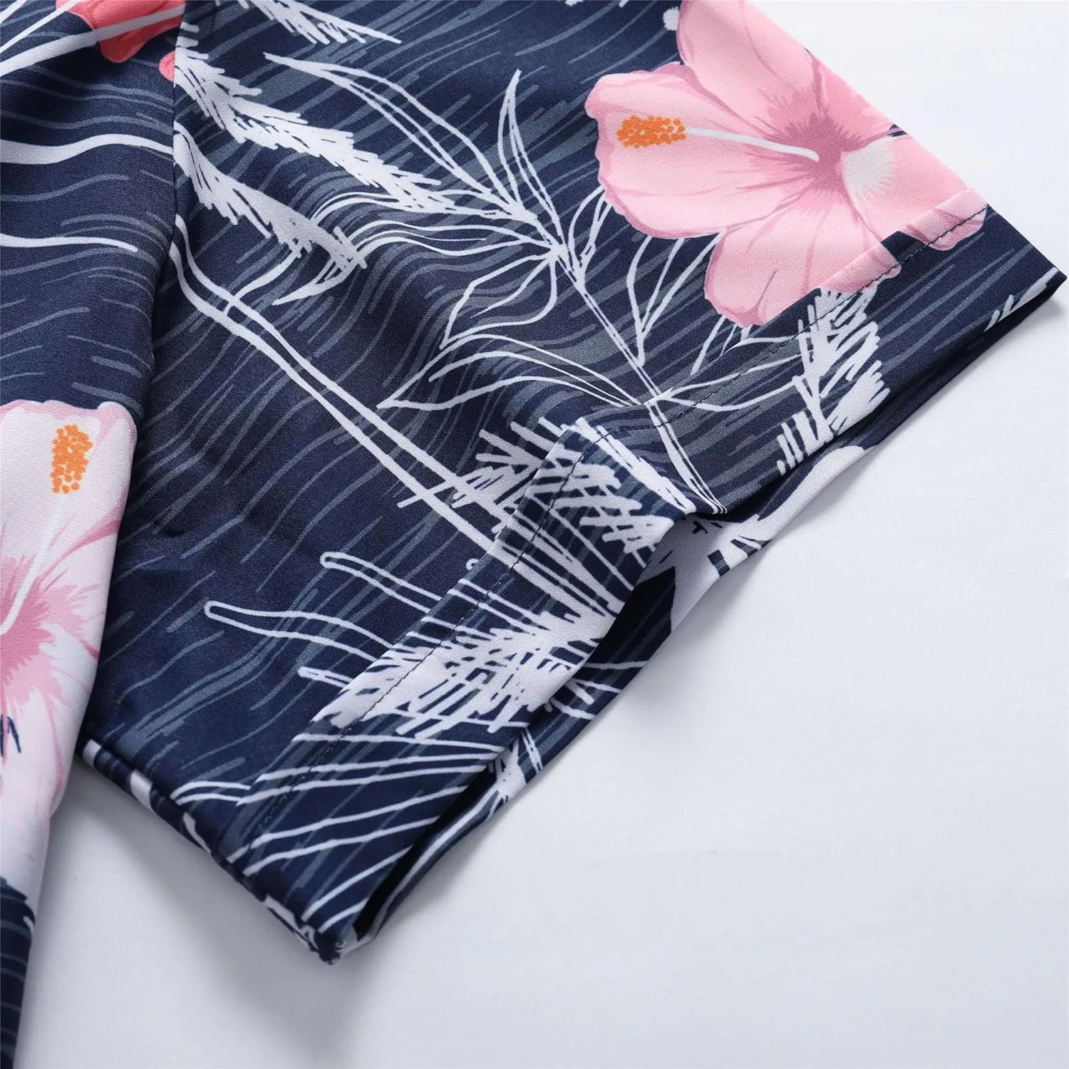 SheLucki Hawaiian Shirt for Men, Unisex Summer Beach Casual Short Sleeve Button Down Shirts, Printed Palmshadow Clothing