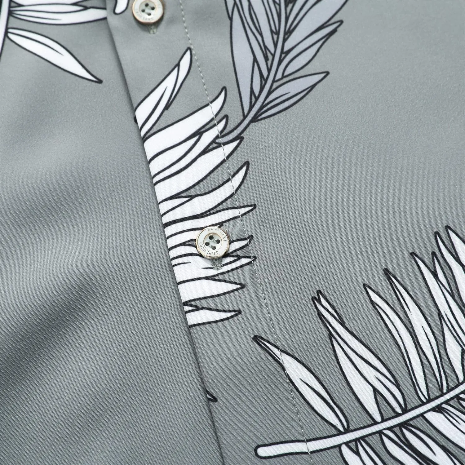 SheLucki Hawaiian Shirt for Men, Unisex Summer Beach Casual Short Sleeve Button Down Shirts, Printed Palmshadow Clothing