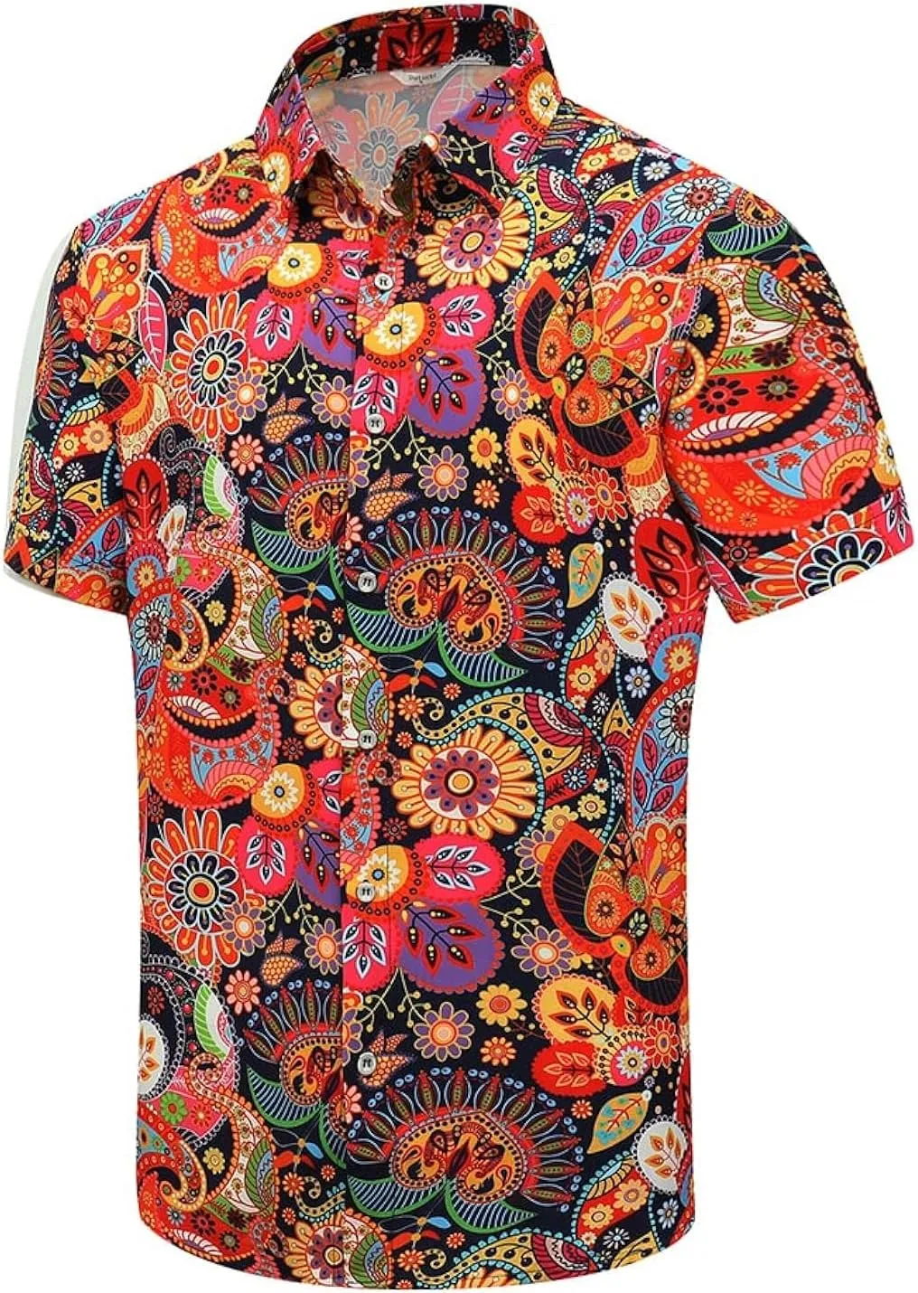 SheLucki Hawaiian Shirt for Men, Unisex Summer Beach Casual Short Sleeve Button Down Shirts, Printed Palmshadow Clothing