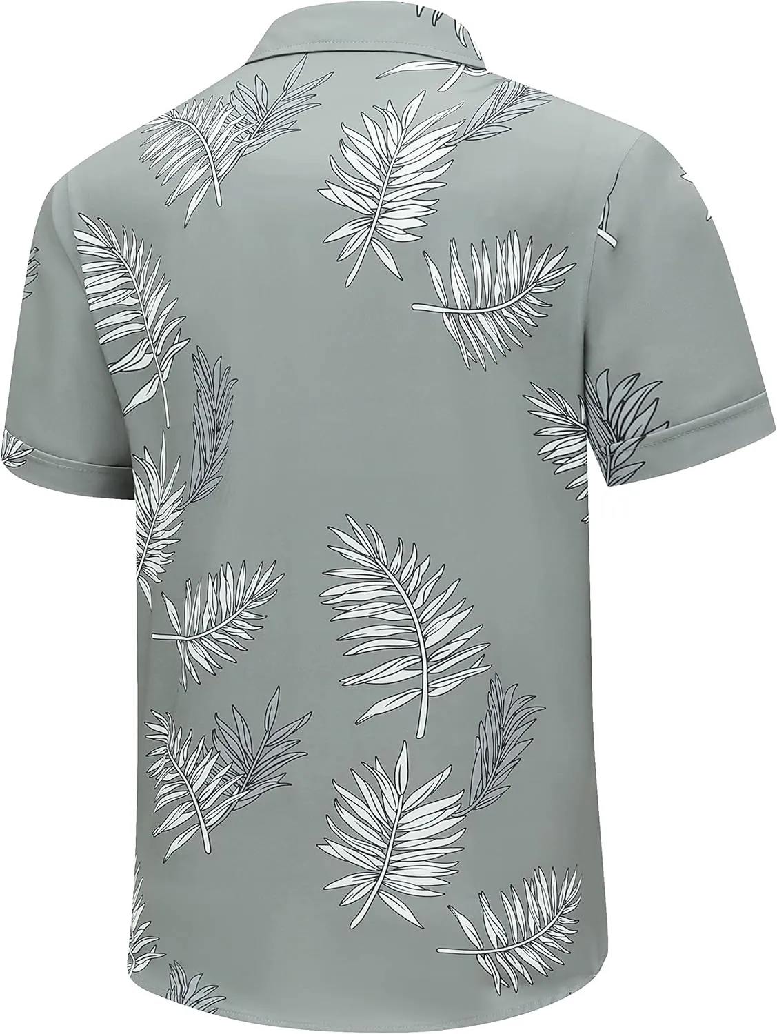 SheLucki Hawaiian Shirt for Men, Unisex Summer Beach Casual Short Sleeve Button Down Shirts, Printed Palmshadow Clothing