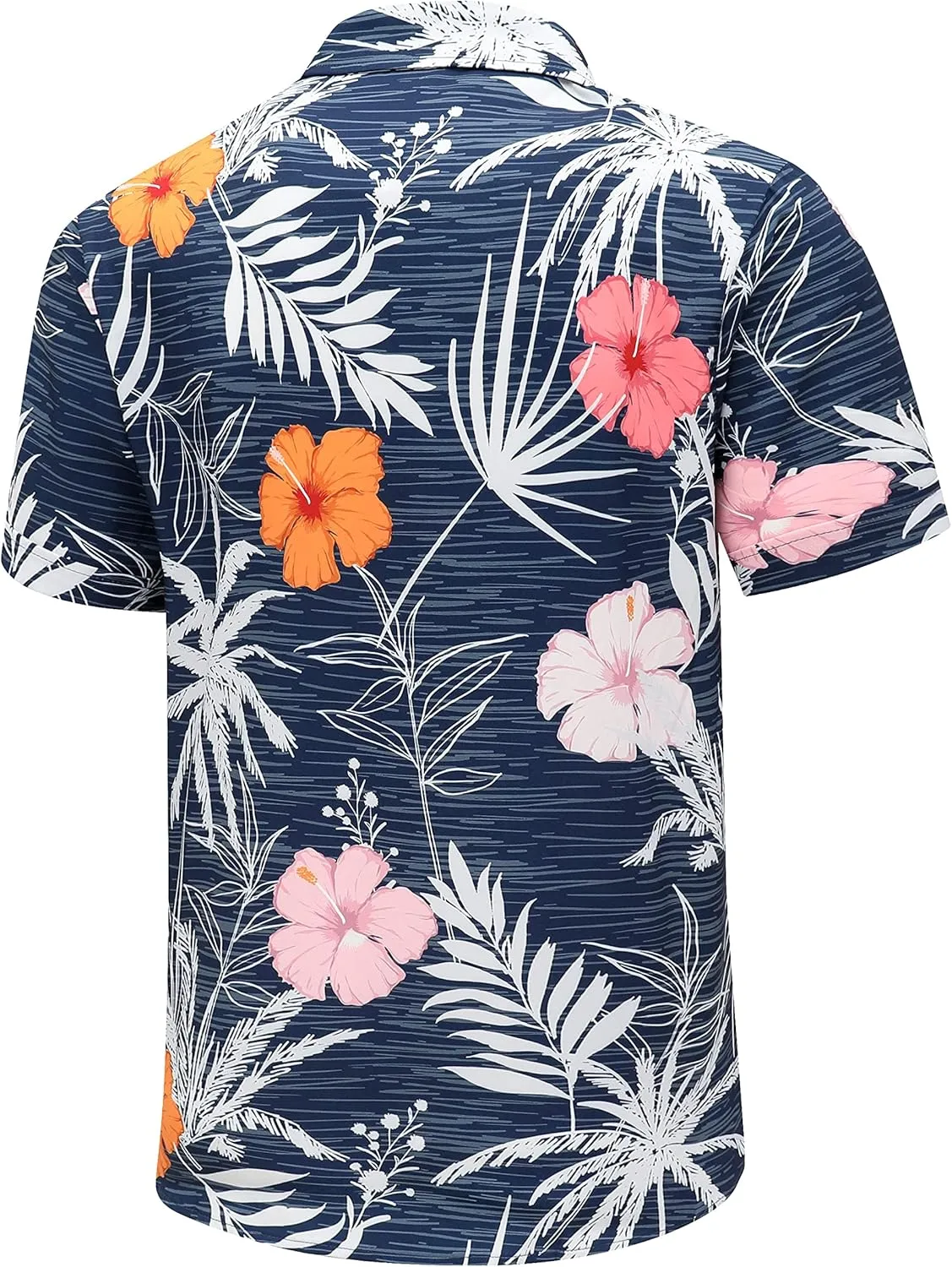 SheLucki Hawaiian Shirt for Men, Unisex Summer Beach Casual Short Sleeve Button Down Shirts, Printed Palmshadow Clothing