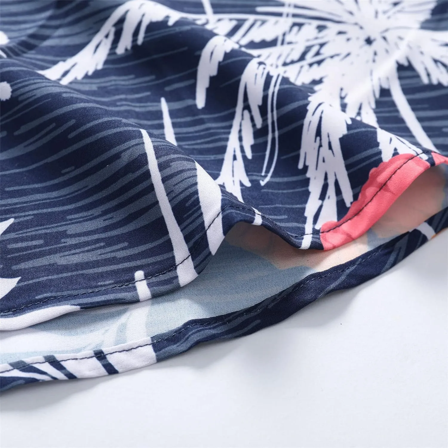 SheLucki Hawaiian Shirt for Men, Unisex Summer Beach Casual Short Sleeve Button Down Shirts, Printed Palmshadow Clothing