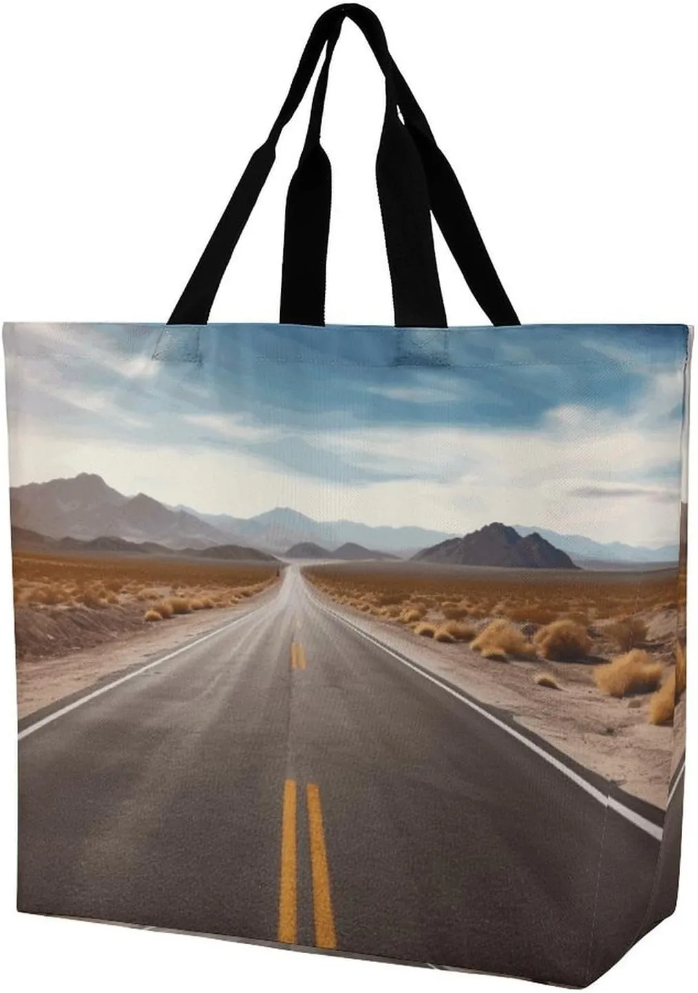 Shopping Tote Bag,Desert Landscape Highway Print Bulk Tote Bags,crossbody Tote Bag,reusable Shopping Bags