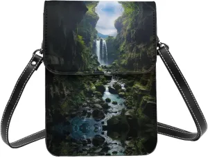 Shoulder Bag Crossbody Cell Phone Purse Waterfall Cliff Printed Crossbody Bags