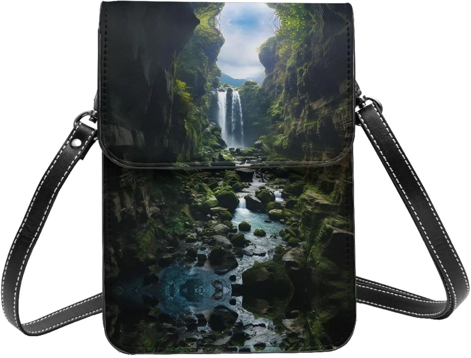 Shoulder Bag Crossbody Cell Phone Purse Waterfall Cliff Printed Crossbody Bags