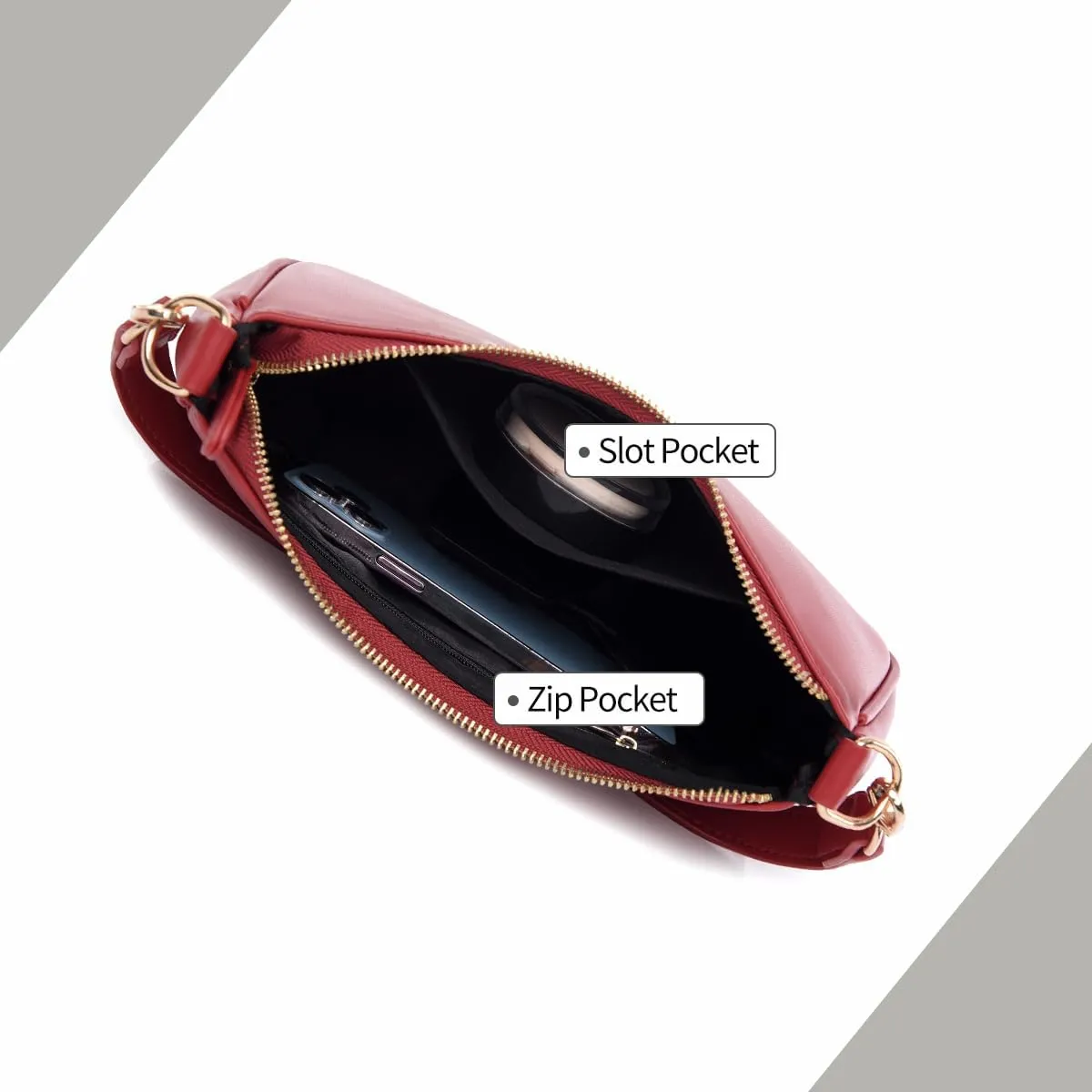 Shoulder Bag for Women with 2 Removable Straps and Zipper Closure Crossbody Bags Clutch Tote HandBags Purses