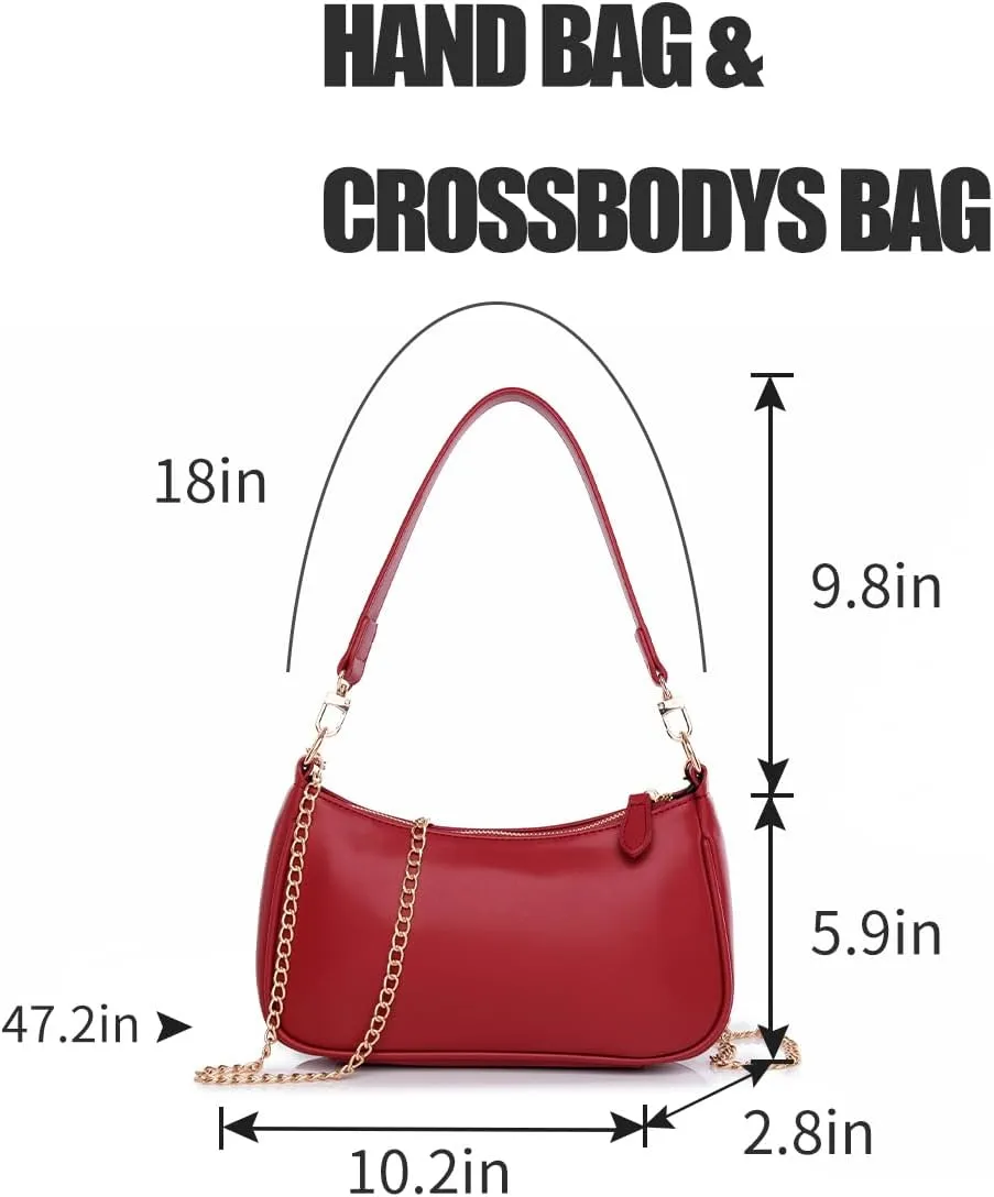 Shoulder Bag for Women with 2 Removable Straps and Zipper Closure Crossbody Bags Clutch Tote HandBags Purses