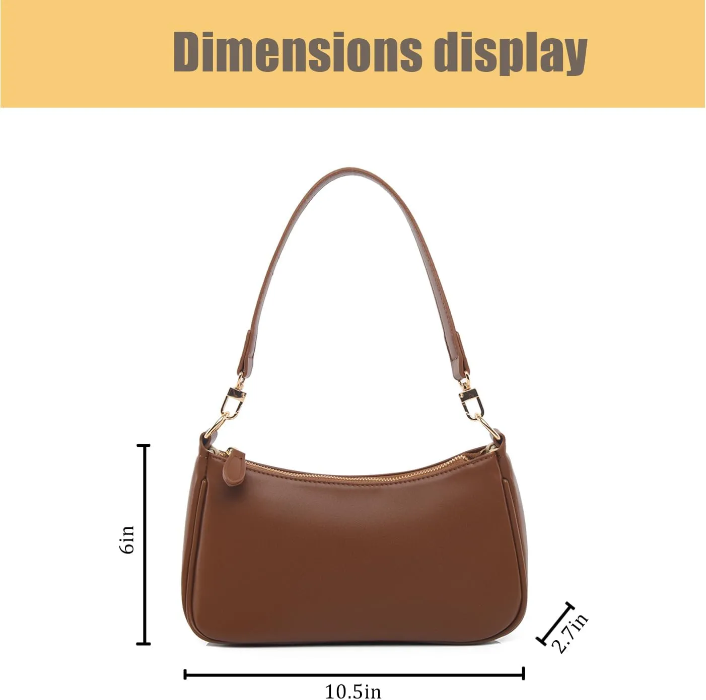 Shoulder Bag for Women with 2 Removable Straps and Zipper Closure Crossbody Bags Clutch Tote HandBags Purses