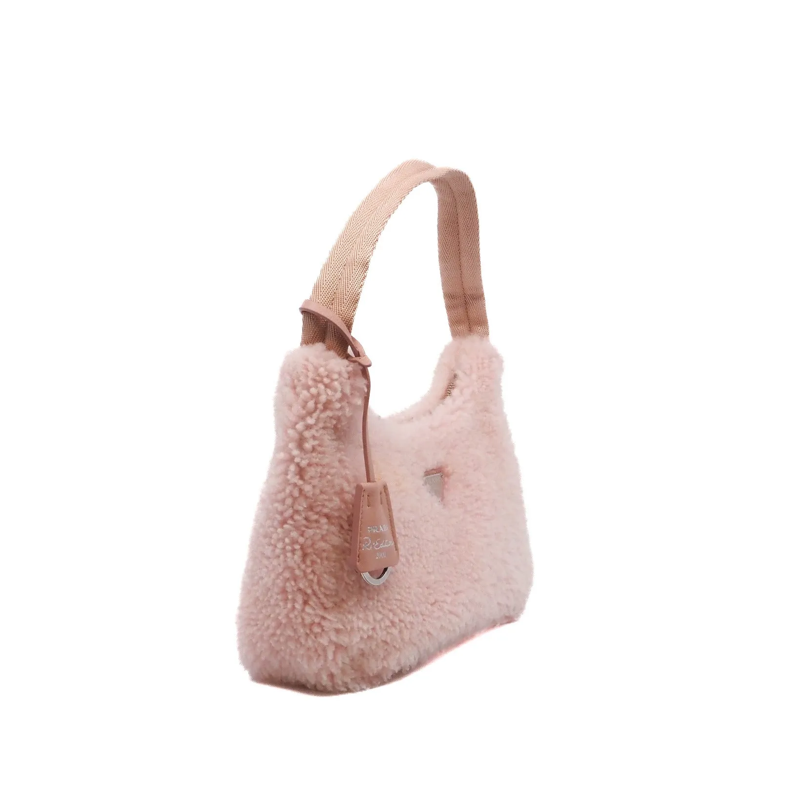 shoulder bag pink fur