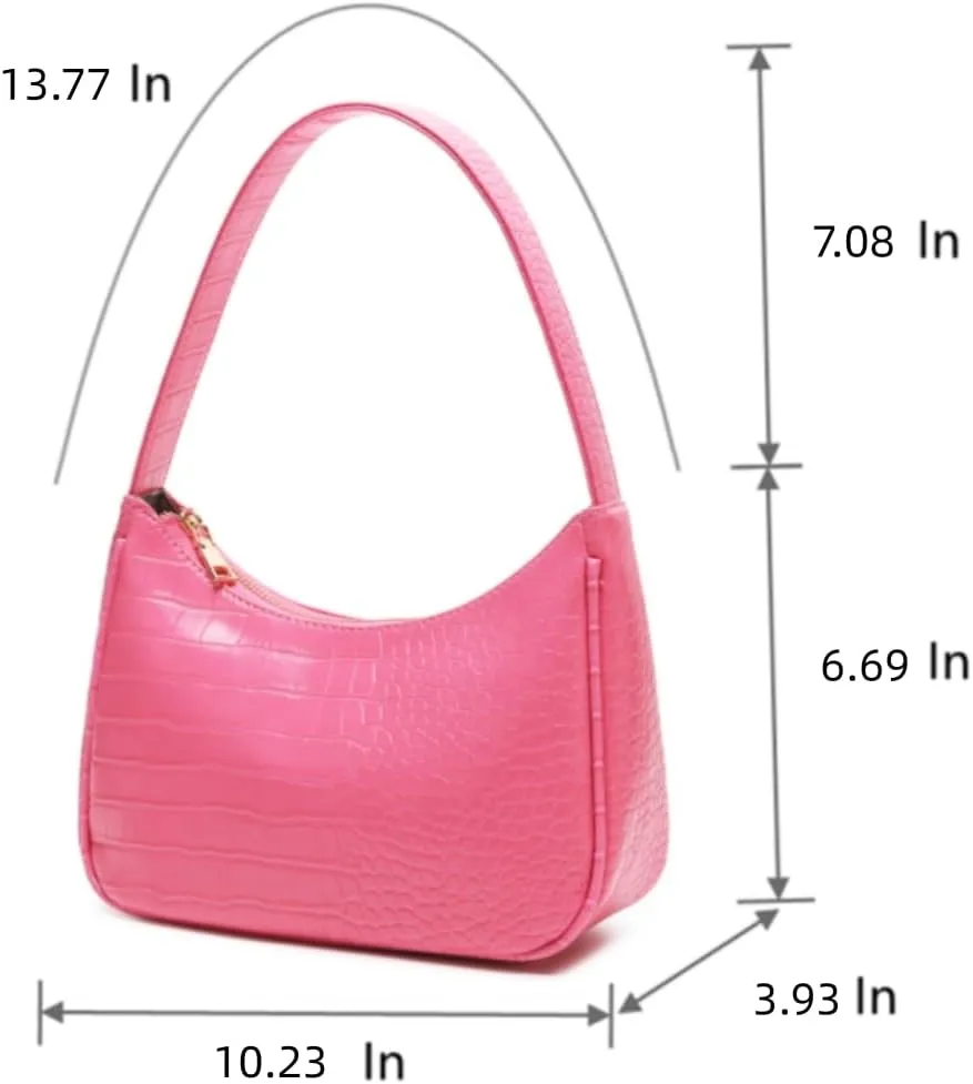 Shoulder Bags for Women, Cute Hobo Tote Handbag Mini Clutch Purse with Zipper Closure