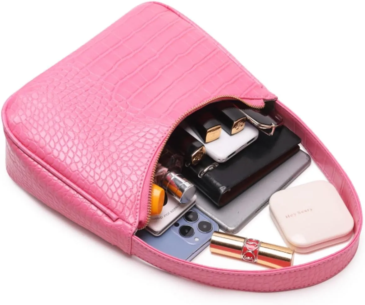 Shoulder Bags for Women, Cute Hobo Tote Handbag Mini Clutch Purse with Zipper Closure