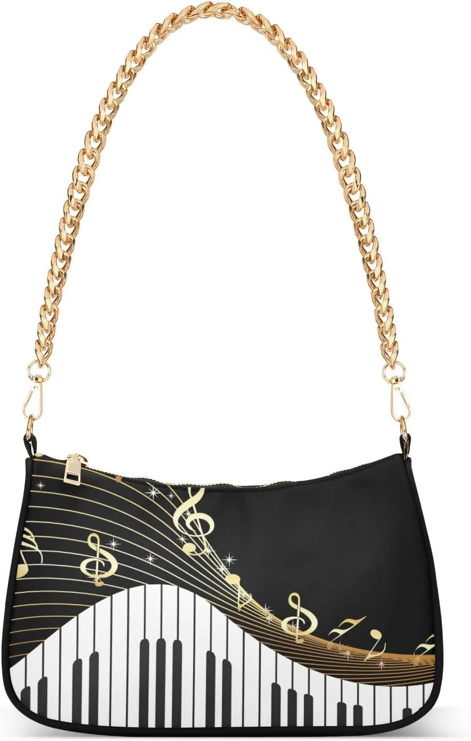 Shoulder Bags for Women Music Notes Piano Hobo Tote Handbag Small Clutch Purse with Zipper Closure