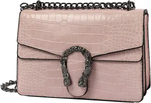 Shoulder Evening Bag for Women - Snake Printed Chain Strap Clutch Small Purse