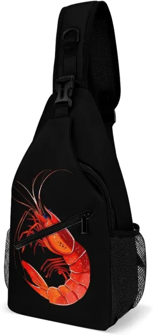 Shrimp Seafood Printed Crossbody Sling Bag Chest Bags Shoulder Backpack for Travel Sport