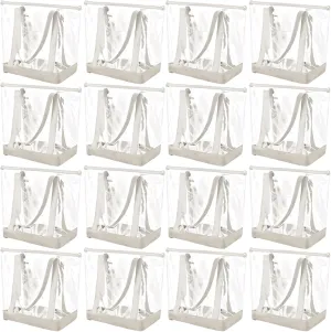 Silkfly 16 Pieces Clear Tote Bags Bulk, PVC Shoulder Handbag, Security Approved See Through Bag with Zipper Closure for Work