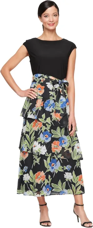 S.L. Fashions Women's Wedding Guest Dress with Stretch Knit Bodice, Perfect for Spring/Summer Casual to Formal Events