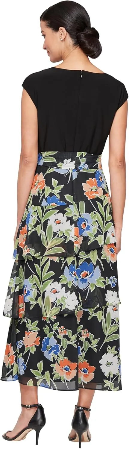 S.L. Fashions Women's Wedding Guest Dress with Stretch Knit Bodice, Perfect for Spring/Summer Casual to Formal Events