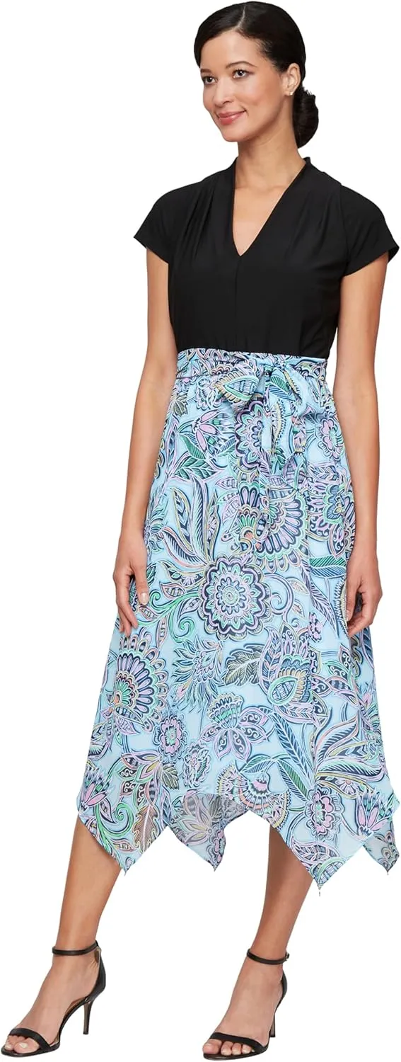 S.L. Fashions Women's Wedding Guest Dress with Stretch Knit Bodice, Perfect for Spring/Summer Casual to Formal Events