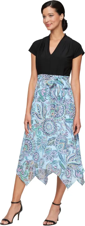 S.L. Fashions Women's Wedding Guest Dress with Stretch Knit Bodice, Perfect for Spring/Summer Casual to Formal Events