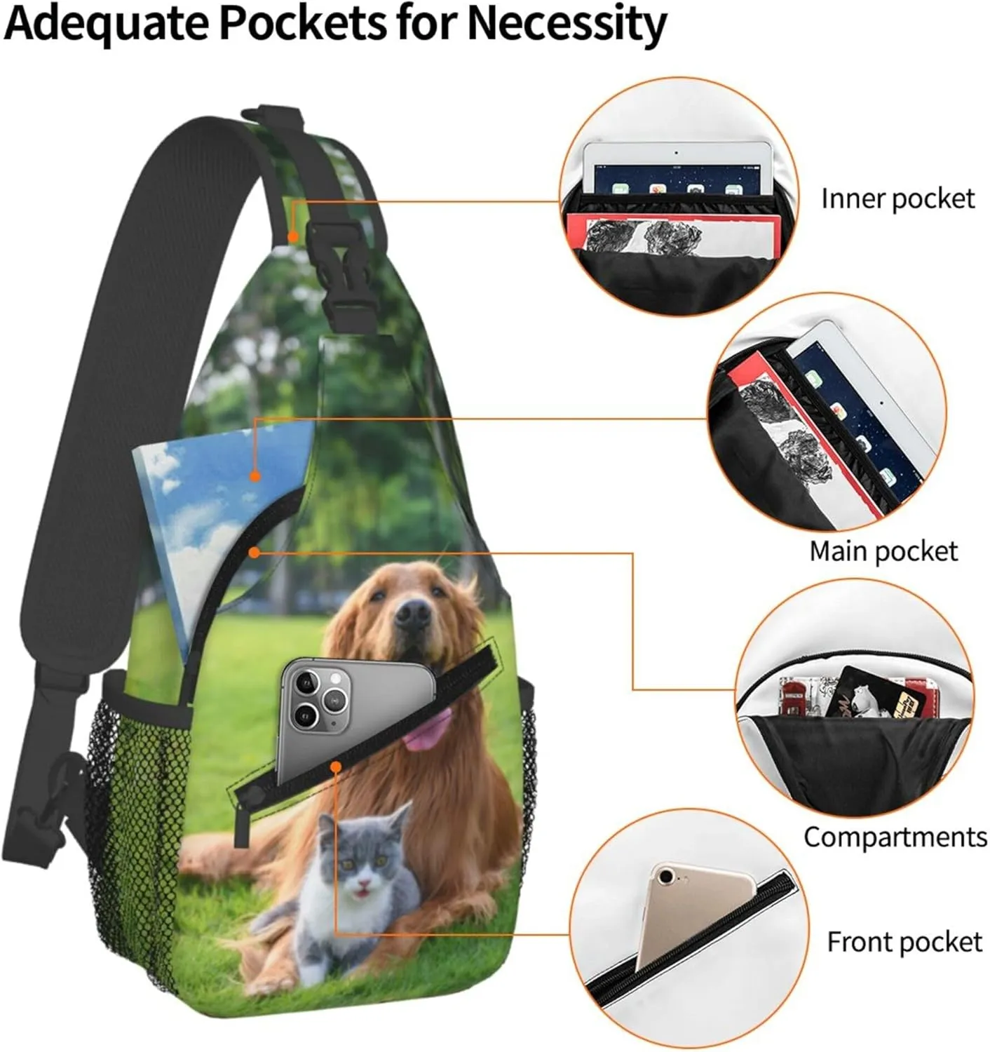Sling Bag Customized bags Personalized Shoulder Daypacks Crossbody Bags Customize Image Logo Text Sling Shoulder Backpack