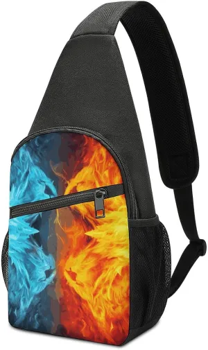 Sling Bag for Women Fanny Chest Bag Pack Fire Vs Ice Art Printed Travel Bag Cross Body Bag Suitable for Hiking And Outdoor Activities