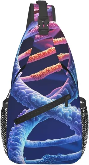 Sling Bag For Women Men Lightweight Waterproof Crossbody Shoulder Backpack Dna Genetic Helix Chest Bags Travel Hiking Casual Daypack