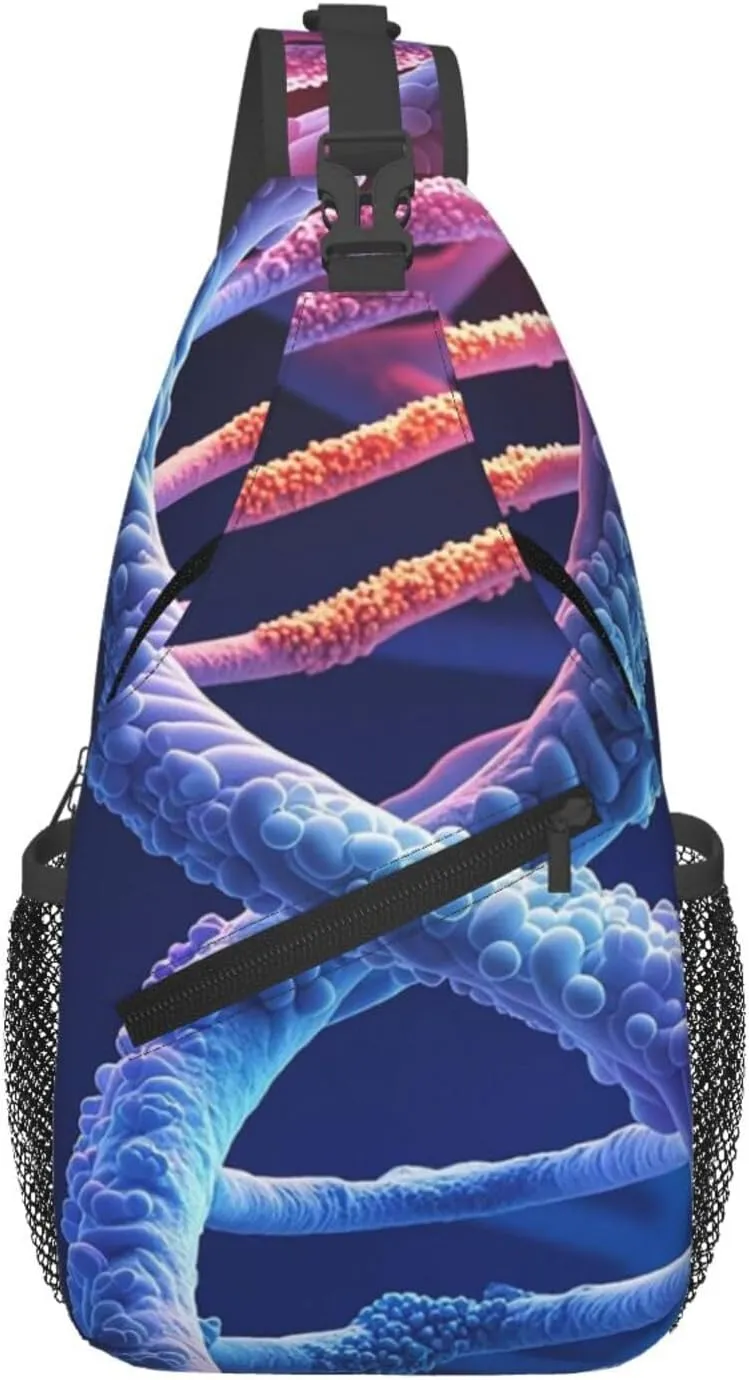 Sling Bag For Women Men Lightweight Waterproof Crossbody Shoulder Backpack Dna Genetic Helix Chest Bags Travel Hiking Casual Daypack