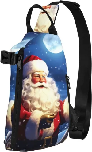 Sling Bag for Women Men Shoulder Bag Winter X-mas Chest Bag Travel Fanny Pack Lightweight Casual Daypack, Winter Christmas Santa, One Size