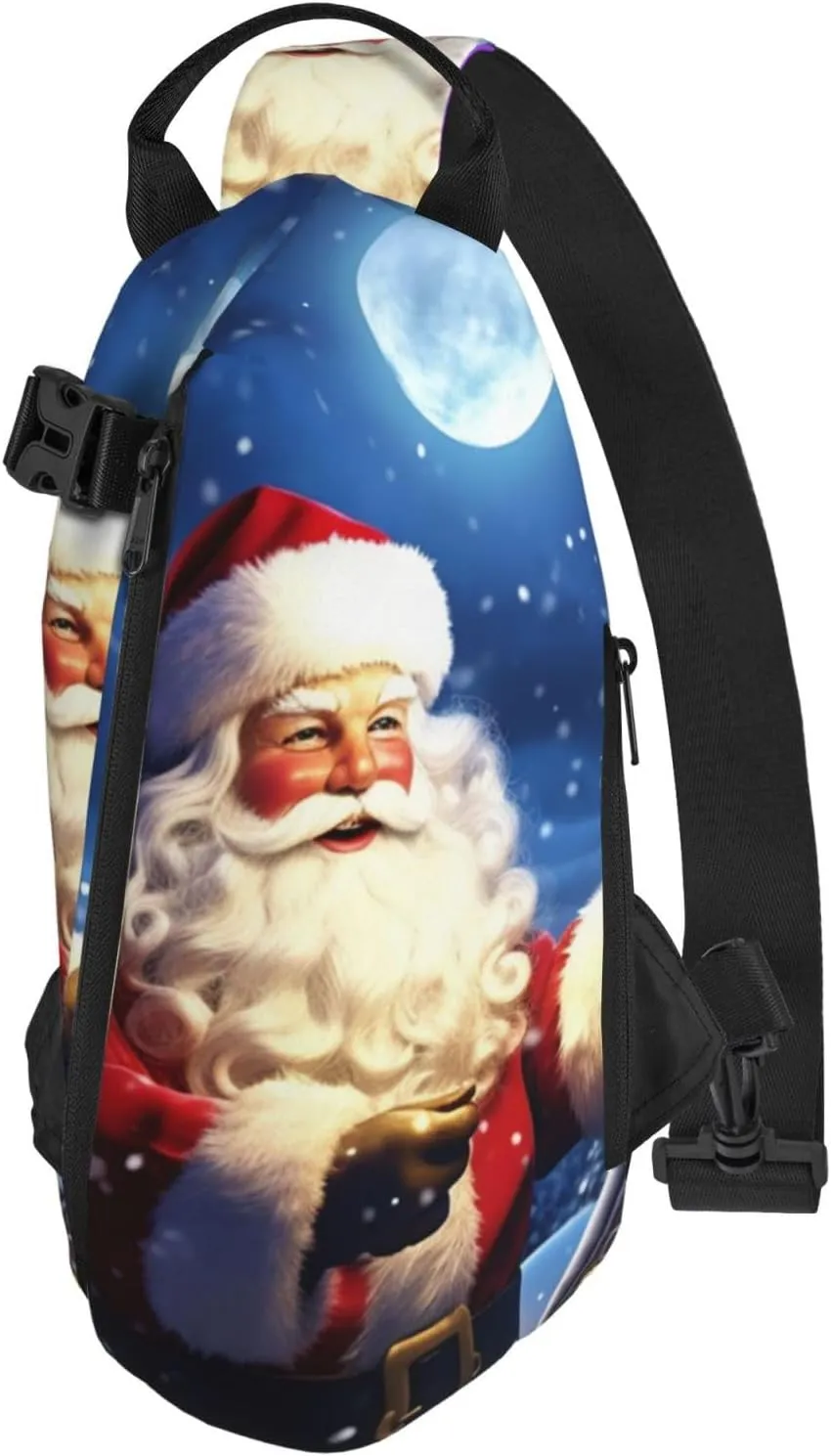 Sling Bag for Women Men Shoulder Bag Winter X-mas Chest Bag Travel Fanny Pack Lightweight Casual Daypack, Winter Christmas Santa, One Size