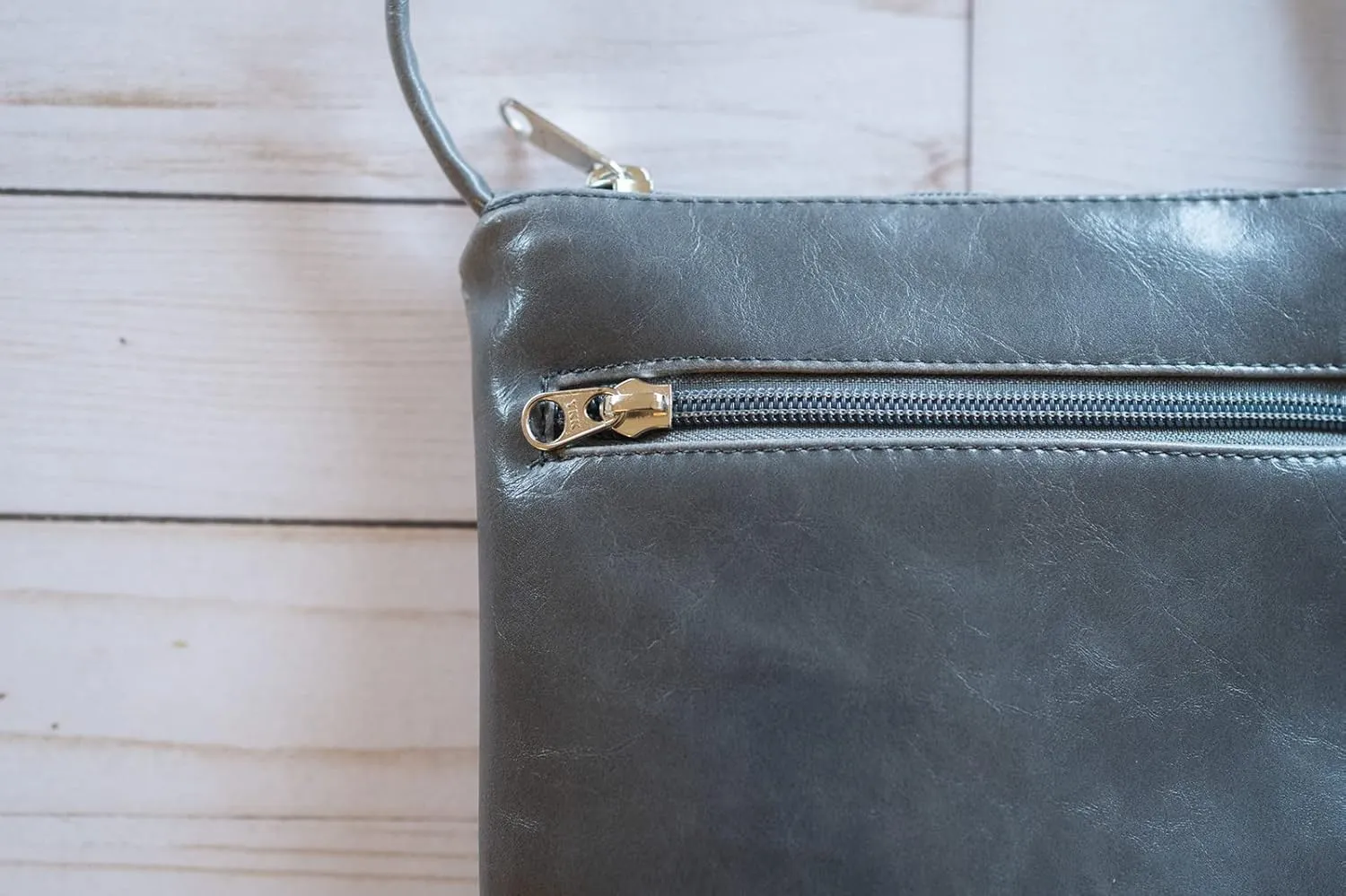 Small Crossbody bag with adjustable strap - vegan and machine washable made in USA (Grey)